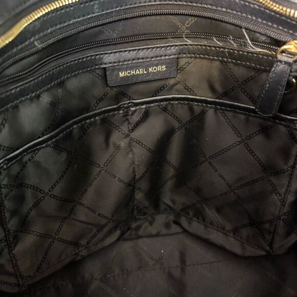 Michael Kors Black Leather Large Shoulder Tote Bag Purse - Picture 8 of 9